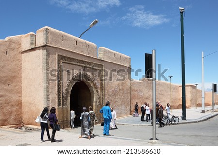 RABAT, MOROCCO - MAY 21: Gate in the ancient walls leading to the medina of Rabat. May 21, 2013 in Rabat, Morocco, North Africa