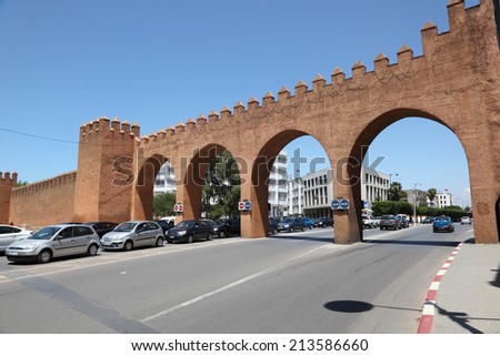 RABAT, MOROCCO - MAY 22: Bab Rouah Gate in the medina walls of Rabat. May 22, 2013 in Rabat, Morocco, North Africa