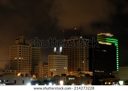 CORPUS CHRISTI, USA - OCT 15: Buildings downtown in Corpus Christi illuminated at night. October 15, 2008 in Corpus Christi, Texas, USA