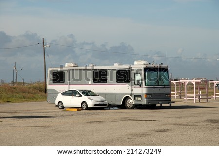 PADRE ISLAND, USA - OCT 15: Recreational vehicle in a parking lot, southern Texas. Corpus Christi. October 15, 2008 in Padre Island, Texas, USA