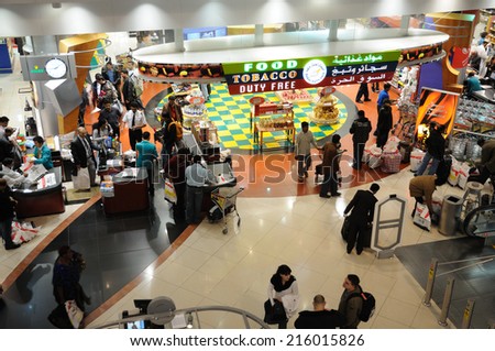 DUBAI, UAE - MAR 2: Shopping in the Duty Free Area of Dubai International Airport. March 2, 2009 in Dubai, United Arab Emirates
