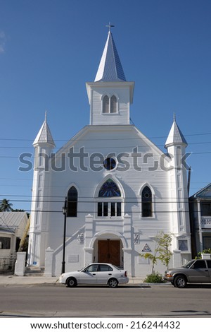 KEY WEST, USA - DEC 30: White Wooden Church in Key West. December 30, 2009 in Key West, Florida, USA