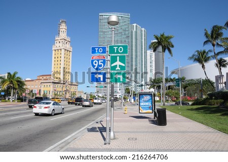 MIAMI, USA - DEC 1: The Freedom tower and Miami Downtown. December 1, 2009 in Miami, Florida, USA