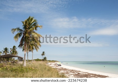 KEY WEST, USA - NOV 16: People relaxing on the Bahia Honda beach in Florida Keys. November 16, 2009 in Key West, Florida, USA