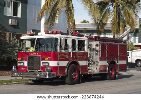 KEY WEST, USA - NOV 20: Fire Truck in Key West. November 20, 2009 in Key West, Florida, USA