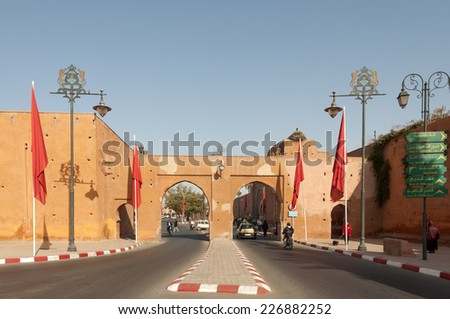 MARRAKESH, MOROCCO - NOV 22: Gate to the old town of Marrakesh. November 22, 2008 in Marrakesh, Morocco