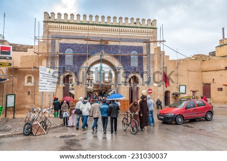 FES, MOROCCO - NOV 30: Bab Bou Jeloud - Gate to the medina in Fez. November 30, 2008 in Fez, Morocco, Africa