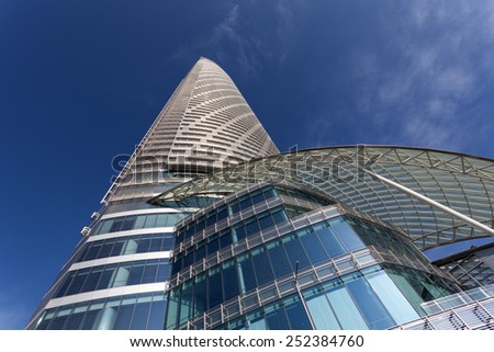 ABU DHABI - DEC 21: The Landmark skyscraper in the city of Abu Dhabi. The skyscraper is with 324 m second tallest building in AD. December 21, 2014 in Abu Dhabi, UAE