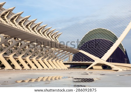 VALENCIA, SPAIN - MAY 24: Prince Philip Science Museumand the Agora in the City of Arts and Sciences in Valencia. May 24, 2015 in Valencia, Spain
