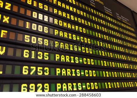 Departure arrival board in an european airport