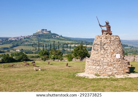 FRANCE - MAY 28: Sculptures of sheep herd and stockman at the highway A75 resting place. May 28, 2015 in Severac-le-Chateau, Aveyron department, France