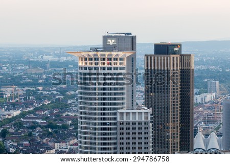 FRANKFURT MAIN - JUNE 27: Westend Tower - the 208 m tall skyscraper is the third tallest building in the city of Frankfurt. June 27, 2015 in Frankfurt Main, Germany