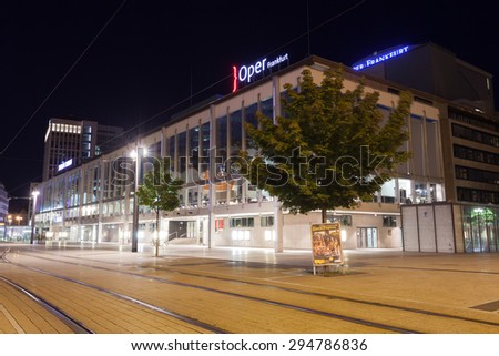 FRANKFURT MAIN - JUNE 27: The Opera and drama theatres at night in the city of Frankfurt. June 27, 2015 in Frankfurt Main, Germany