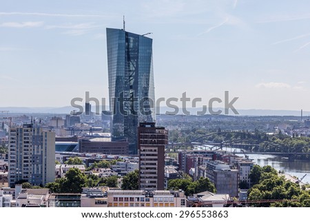 FRANKFURT MAIN - JULY 10: The European Central Bank skyscraper in the city of Frankfurt am Main. July 10, 2015 in Frankfurt Main, Germany