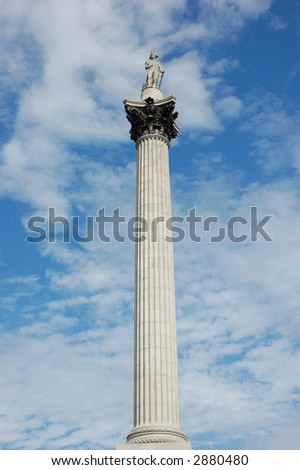 A photo of nelsons, column, in Trafalgar square London.