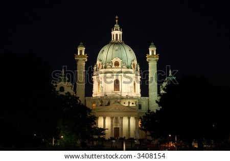 The Karlskirche (German for St. Charles's Church) in Vienna, Austria