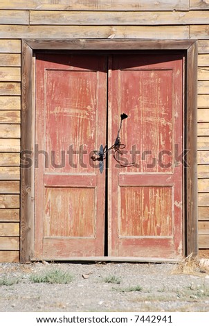 Wooden door in western town