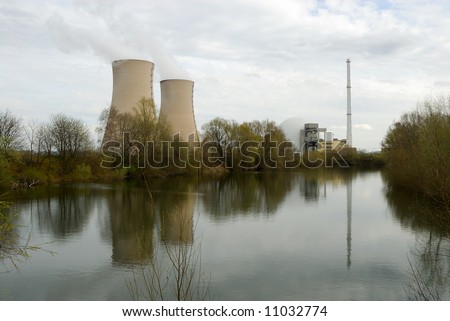 Atomic power plant reflecting in water