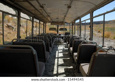 Inside of an abandoned bus in Greece