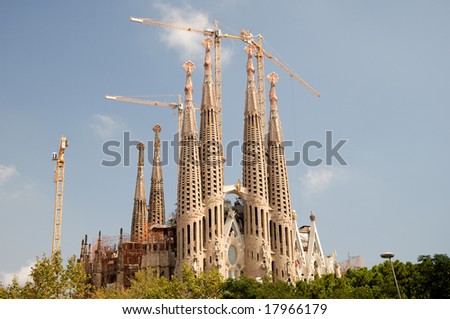 Famous landmark of Barcelona Antoni Gaudis Sagrada Familia, Spain. September 2008