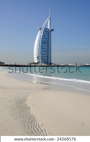Jumeirah Beach and Hotel Burj Al Arab in Dubai