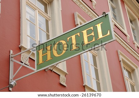 Hotel sign in an old German town
