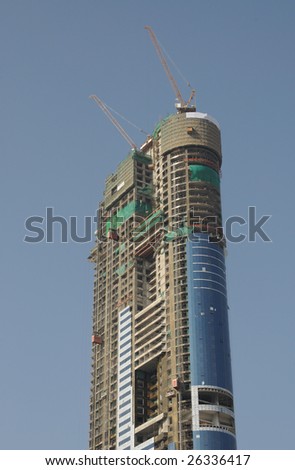 Highrise building construction in Dubai, United Arab Emirates