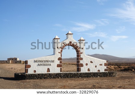 Typical border marker, municipality Antigua, Fuerteventura, Canary islands, Spain