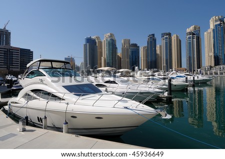 Luxury Yachts at Dubai Marina. Dubai United Arab Emirates