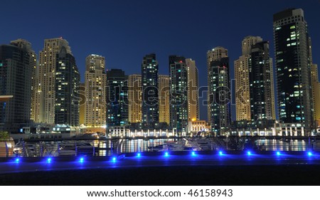 Dubai Marina at night. Dubai, United Arab Emirates