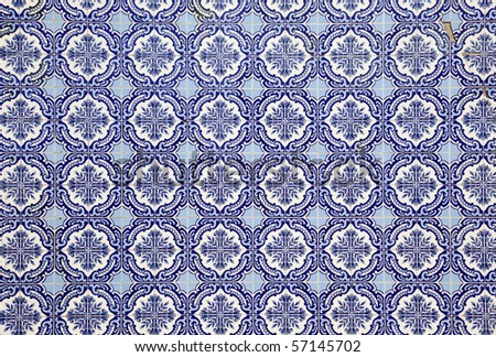 Traditional Portuguese mosaic - Azulejos - used for house decoration in Portugal