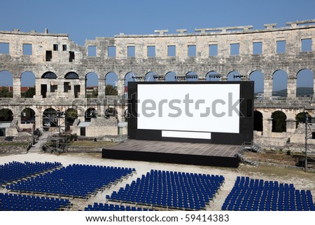 Open Air Cinema in the ancient Roman amphitheater (Arena) of Pula, Croatia