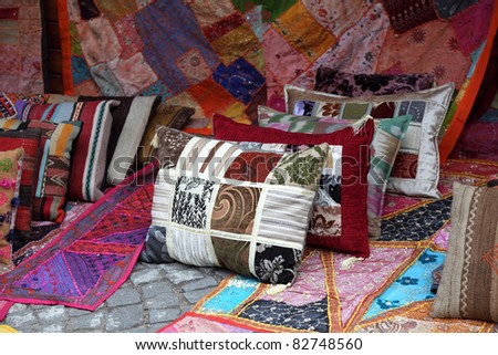 Cushions and Carpets shop in Istanbul, Turkey