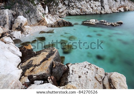 Long time exposure of the rocky Adriatic coast in Croatia