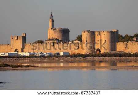 City walls of the medieval city Aigues-Mortes, southern France