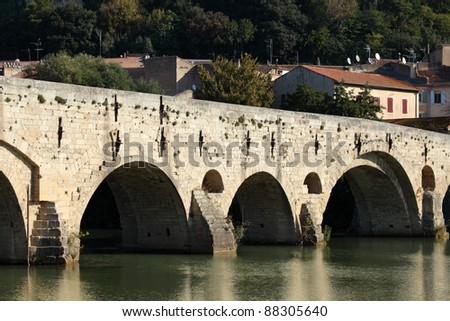 Ancient bridge Pont Vieux in Beziers, France