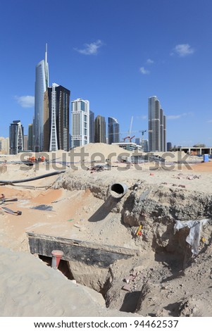Construction site at Jumeirah Lake Towers in Dubai