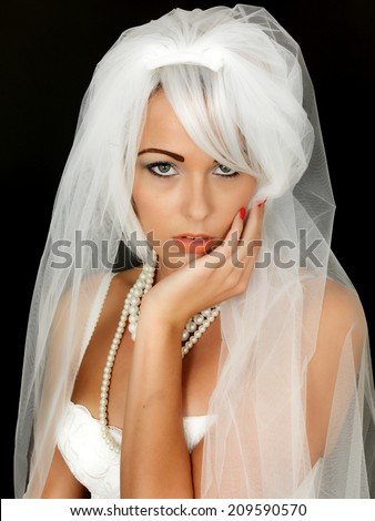 Beautiful Sexy Young Bride Wearing Wedding Veil