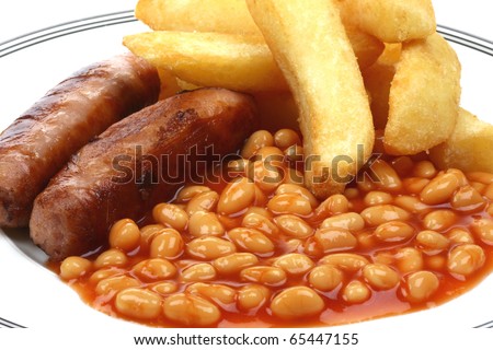 Sausage Chips and Baked Beans