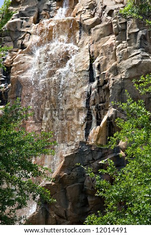 A Steep Rock Waterfall In The Woods