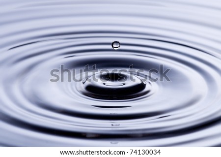 Ripples on clear water after a drop of water splashing
