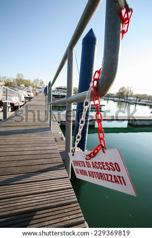 do not enter sign on a wooden pier