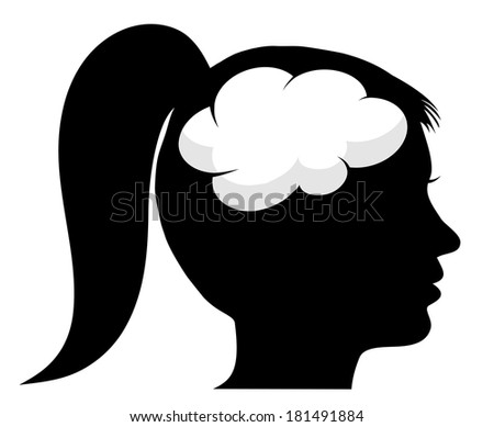 Female silhouette with brain