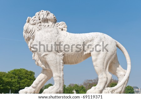 Lion statue in Luxembourg Gardens in Paris.
