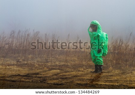 BOLSOI KAMEN, RUSSIA, - APRIL 3, 2013: Military exercises on emergency response in case of accidents at radiation-hazardous objects, Bolsoi Kamen, Russia, April 3, 2013. The contaminated area.