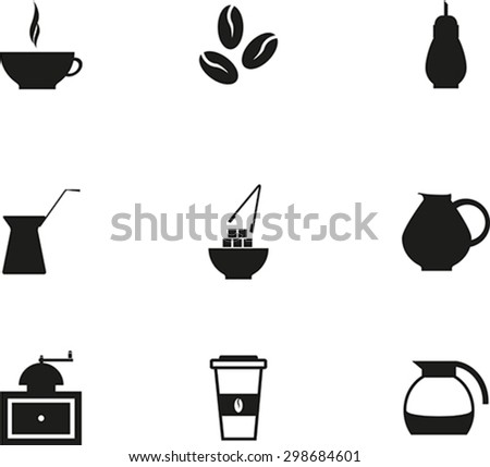 Set Of Black Coffe Icon Stock Vector Illustration 298684601 : Shutterstock