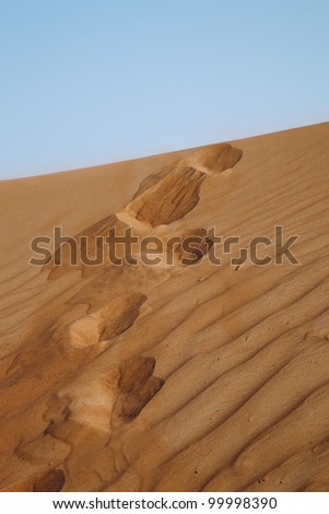 Steps in the desert. Beautiful sand background