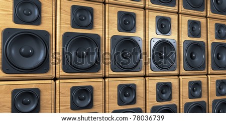 wall of audio speakers background