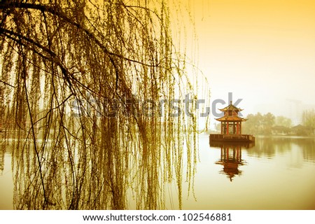 The lake and pavilions, the famous gardens of Suzhou.