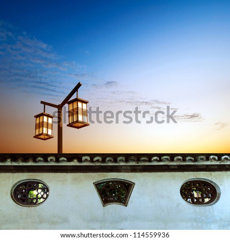 Chinese classical architectural elements: walls and street lights